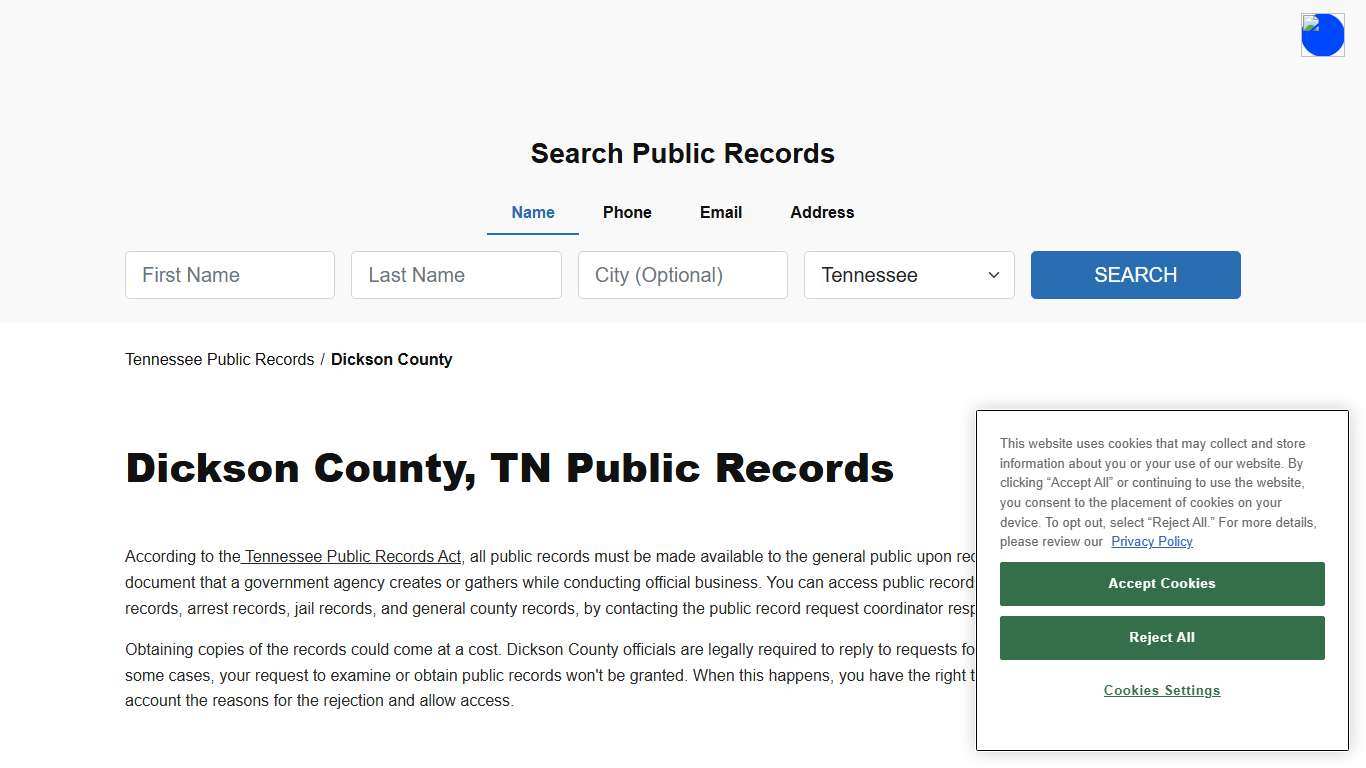 Dickson County, TN Public Court, Arrest and Inmate Records - ThePublicIndex